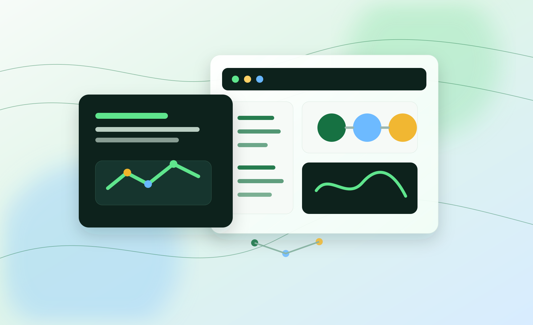 AI automation dashboard with connected workflow and data optimization panels